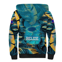 Belize Blue Hole Ocean View Sherpa Hoodie with Tropical Marine Design and Flag Detail