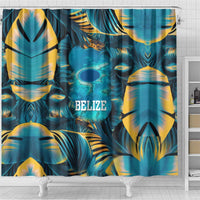 Belize Blue Hole Ocean View Shower Curtain with Tropical Marine Design and Flag Detail