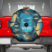 Belize Blue Hole Ocean View Spare Tire Cover with Tropical Marine Design and Flag Detail