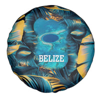 Belize Blue Hole Ocean View Spare Tire Cover with Tropical Marine Design and Flag Detail