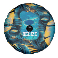 Belize Blue Hole Ocean View Spare Tire Cover with Tropical Marine Design and Flag Detail
