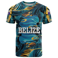 Belize Blue Hole Ocean View T Shirt with Tropical Marine Design and Flag Detail