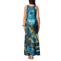 Belize Blue Hole Ocean View Tank Maxi Dress with Tropical Marine Design and Flag Detail