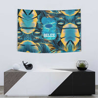 Belize Blue Hole Ocean View Tapestry with Tropical Marine Design and Flag Detail