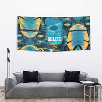 Belize Blue Hole Ocean View Tapestry with Tropical Marine Design and Flag Detail