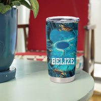 Belize Blue Hole Ocean View Tumbler Cup with Tropical Marine Design and Flag Detail
