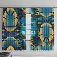 Belize Blue Hole Ocean View Window Curtain with Tropical Marine Design and Flag Detail
