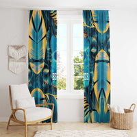 Belize Blue Hole Ocean View Window Curtain with Tropical Marine Design and Flag Detail