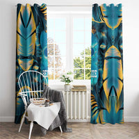 Belize Blue Hole Ocean View Window Curtain with Tropical Marine Design and Flag Detail