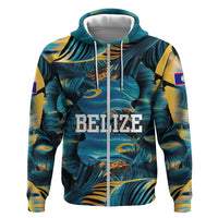 Belize Blue Hole Ocean View Zip Hoodie with Tropical Marine Design and Flag Detail
