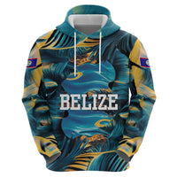 Belize Blue Hole Ocean View Zip Hoodie with Tropical Marine Design and Flag Detail