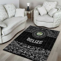 Belize Tribal Pattern Area Rug with National Emblem and Mayan Pyramid Design