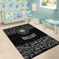 Belize Tribal Pattern Area Rug with National Emblem and Mayan Pyramid Design