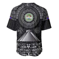 Belize Tribal Pattern Baseball Jersey with National Emblem and Mayan Pyramid Design