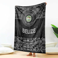 Belize Tribal Pattern Blanket with National Emblem and Mayan Pyramid Design