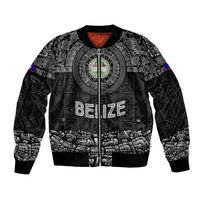 Belize Tribal Pattern Bomber Jacket with National Emblem and Mayan Pyramid Design
