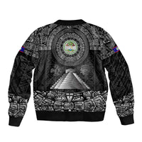 Belize Tribal Pattern Bomber Jacket with National Emblem and Mayan Pyramid Design