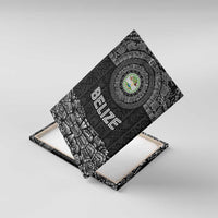 Belize Tribal Pattern Canvas Wall Art with National Emblem and Mayan Pyramid Design