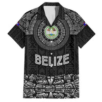 Belize Tribal Pattern Family Matching Off Shoulder Maxi Dress and Hawaiian Shirt with National Emblem and Mayan Pyramid Design