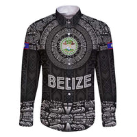Belize Tribal Pattern Family Matching Puletasi and Hawaiian Shirt with National Emblem and Mayan Pyramid Design