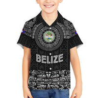 Belize Tribal Pattern Hawaiian Shirt with National Emblem and Mayan Pyramid Design