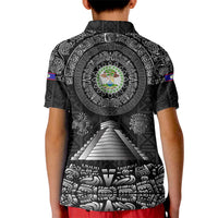 Belize Tribal Pattern Kid Polo Shirt with National Emblem and Mayan Pyramid Design