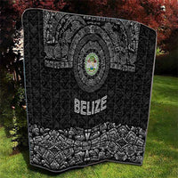 Belize Tribal Pattern Quilt with National Emblem and Mayan Pyramid Design