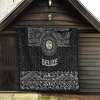 Belize Tribal Pattern Quilt with National Emblem and Mayan Pyramid Design