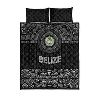 Belize Tribal Pattern Quilt Bed Set with National Emblem and Mayan Pyramid Design