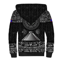 Belize Tribal Pattern Sherpa Hoodie with National Emblem and Mayan Pyramid Design