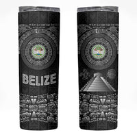 Belize Tribal Pattern Skinny Tumbler with National Emblem and Mayan Pyramid Design