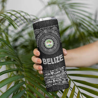 Belize Tribal Pattern Skinny Tumbler with National Emblem and Mayan Pyramid Design