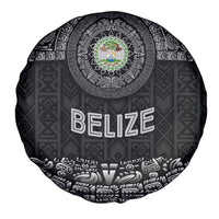 Belize Tribal Pattern Spare Tire Cover with National Emblem and Mayan Pyramid Design