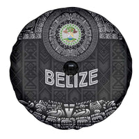 Belize Tribal Pattern Spare Tire Cover with National Emblem and Mayan Pyramid Design