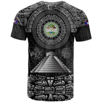 Belize Tribal Pattern T Shirt with National Emblem and Mayan Pyramid Design