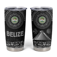 Belize Tribal Pattern Tumbler Cup with National Emblem and Mayan Pyramid Design
