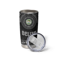 Belize Tribal Pattern Tumbler Cup with National Emblem and Mayan Pyramid Design
