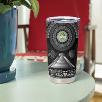 Belize Tribal Pattern Tumbler Cup with National Emblem and Mayan Pyramid Design