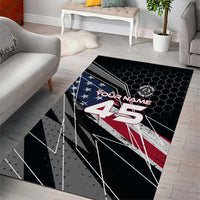 Custom American Flag Racing Area Rug Dirt Bike Motocross Racewear Hexagon and Lightning - Wonder Print Shop