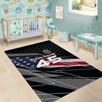 Custom American Flag Racing Area Rug Dirt Bike Motocross Racewear Hexagon and Lightning - Wonder Print Shop