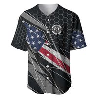 Custom American Flag Racing Baseball Jersey Dirt Bike Motocross Racewear Hexagon and Lightning - Wonder Print Shop
