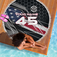Custom American Flag Racing Beach Blanket Dirt Bike Motocross Racewear Hexagon and Lightning - Wonder Print Shop