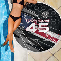 Custom American Flag Racing Beach Blanket Dirt Bike Motocross Racewear Hexagon and Lightning - Wonder Print Shop