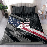 Custom American Flag Racing Bedding Set Dirt Bike Motocross Racewear Hexagon and Lightning - Wonder Print Shop