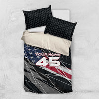 Custom American Flag Racing Bedding Set Dirt Bike Motocross Racewear Hexagon and Lightning - Wonder Print Shop