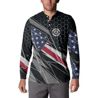 Custom American Flag Racing Button Sweatshirt Dirt Bike Motocross Racewear Hexagon and Lightning - Wonder Print Shop