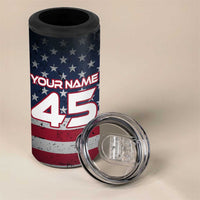 Custom American Flag Racing 4 in 1 Can Cooler Tumbler Dirt Bike Motocross Racewear Hexagon and Lightning - Wonder Print Shop