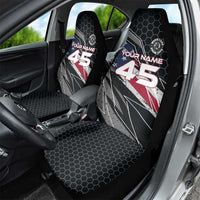 Custom American Flag Racing Car Seat Cover Dirt Bike Motocross Racewear Hexagon and Lightning - Wonder Print Shop
