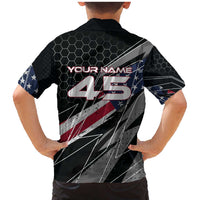 Custom American Flag Racing Family Matching Mermaid Dress and Hawaiian Shirt Dirt Bike Motocross Racewear Hexagon and Lightning - Wonder Print Shop