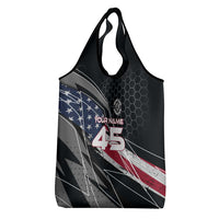 Custom American Flag Racing Grocery Bag Dirt Bike Motocross Racewear Hexagon and Lightning - Wonder Print Shop